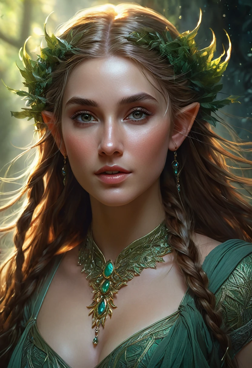 The extraordinary portrait of detail from the Elf Forest Feme, Brown Braides Long Hair
Ultra detail, prominent chest, complicated, peaceful, hyperdetic faces, wearing a loose slinky gossamer dress,
In the city of Elf Fantasi that is elegant, strange, excited, excited, smooth, photorealistic, fantasy art,
Character Design by Charlie Bowater, Anna Dittmann, Trending Deviantart and Artstation,
Digital paintings, digital illustrations, extreme details, 4K, UHD, by Wlop, Greg Rutkowski,
unreal engine, cgsociety, cryengine, long shot