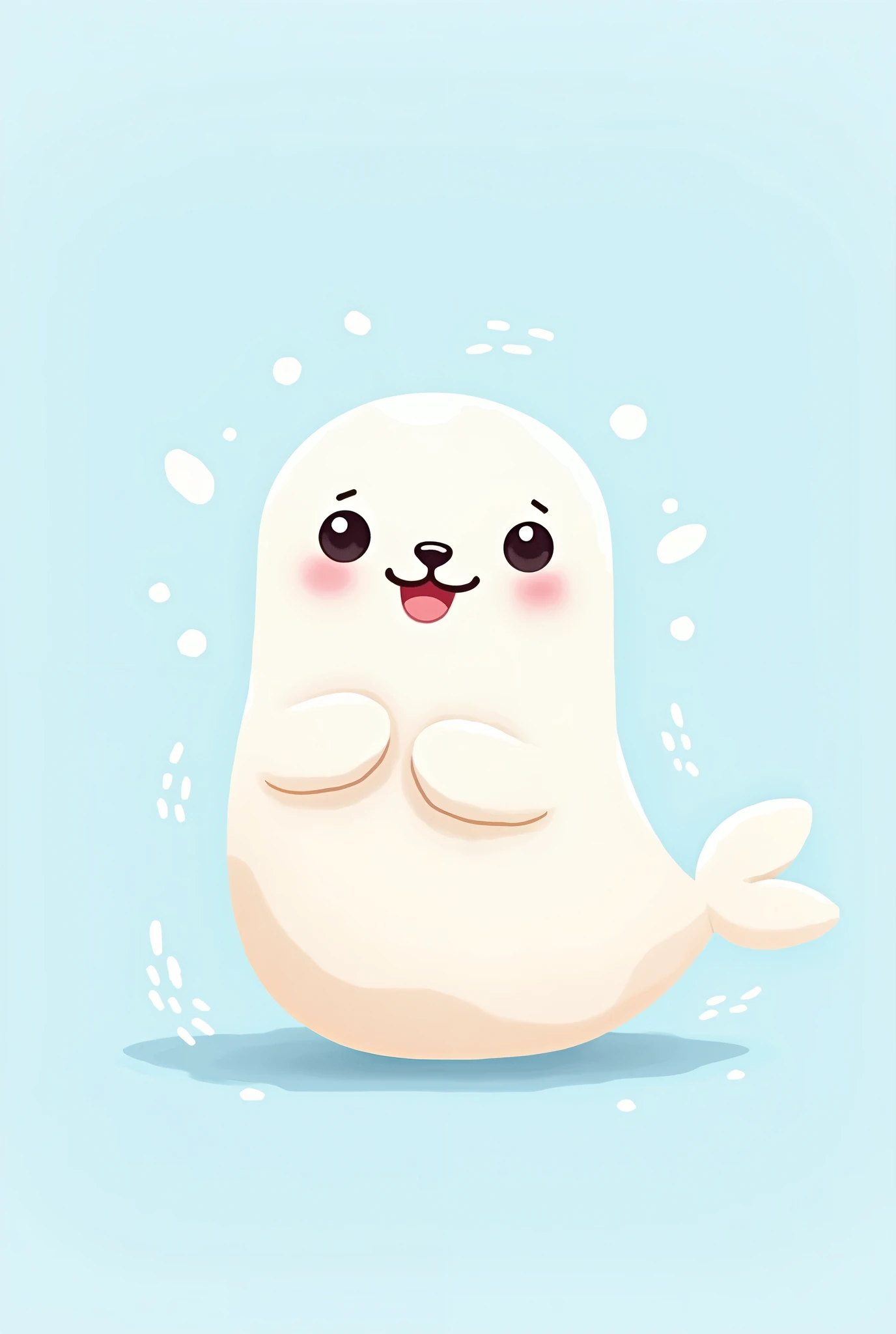 A little seal, cute cartoon style, simple, logo, transparent background, sky blue, square, lines