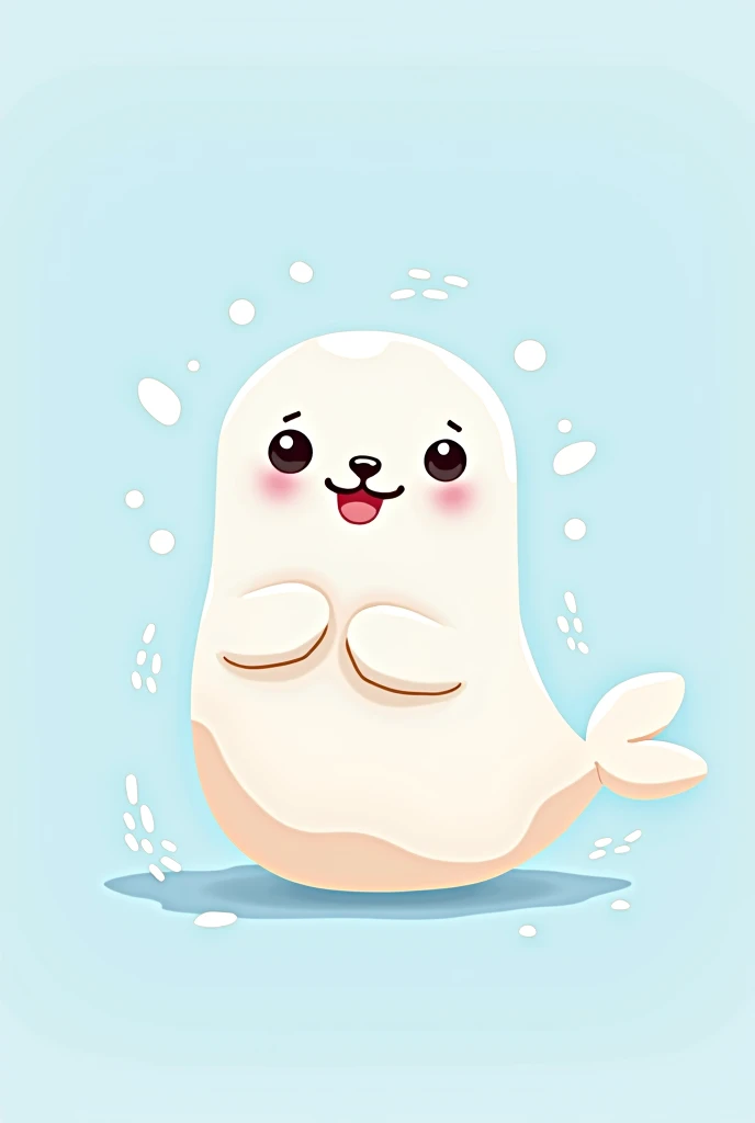 A little seal, cute cartoon style, simple, logo, transparent background, sky blue, square, lines