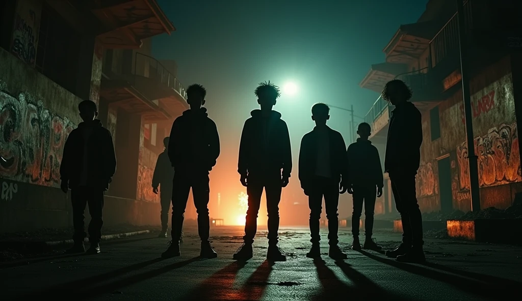 Create a thumbnail for the music video street kings shooting bkmba molotavi night atmosphere