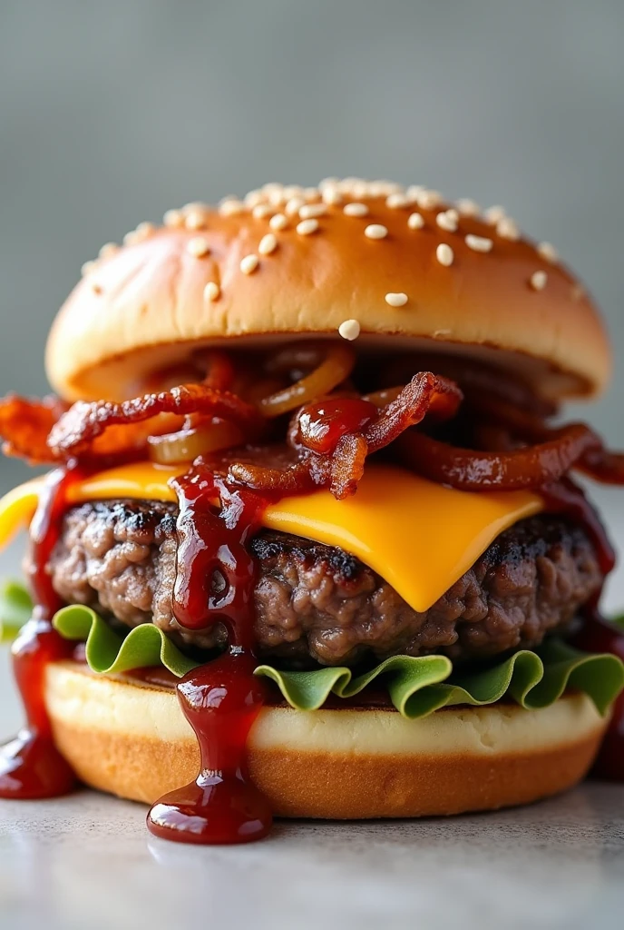 Double beef, Cheddar, bacon, caramelized onion, Salsa BBQ.
hamburger