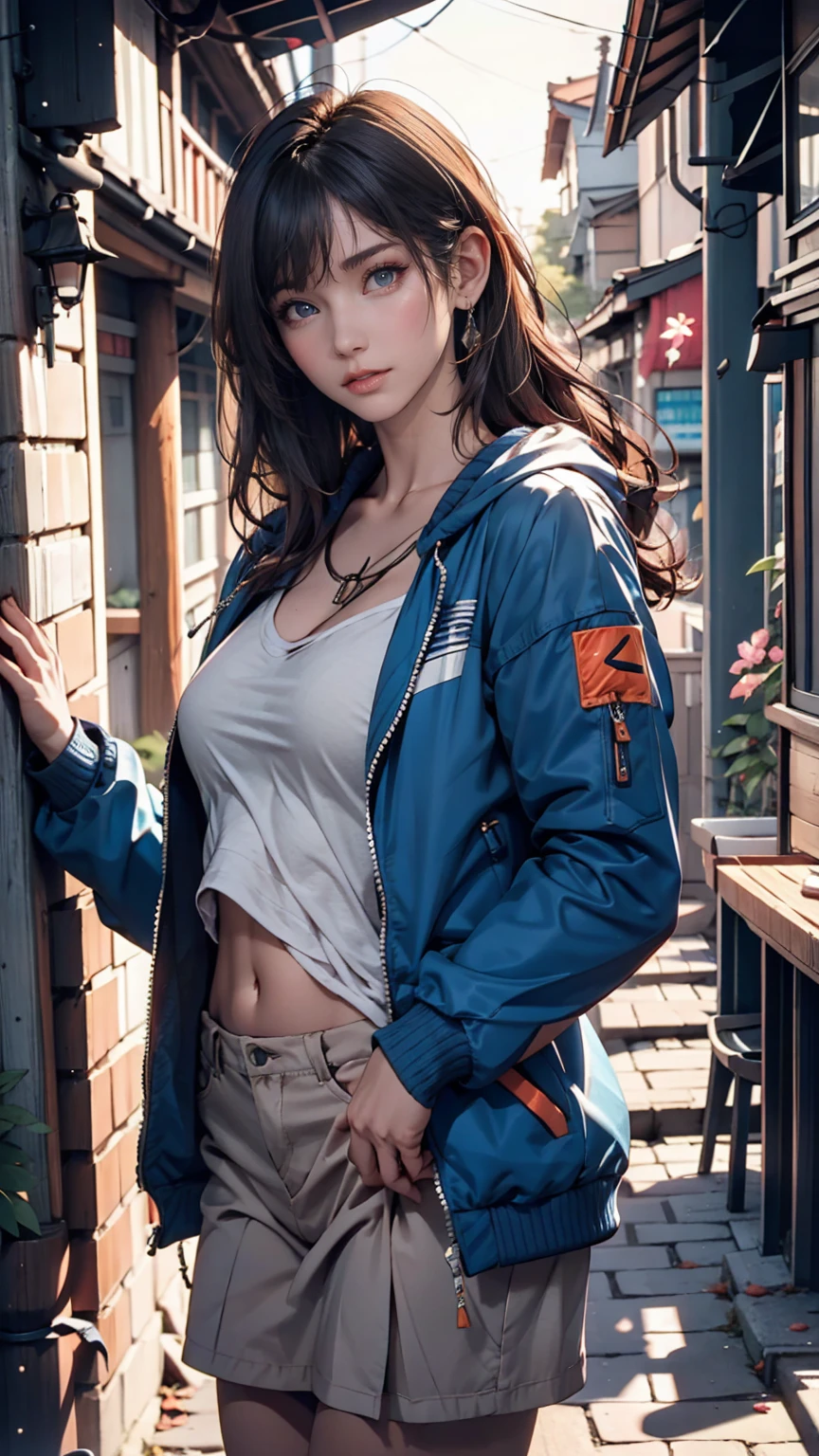 (ADD_DETAIL:1) ropa de refugio,(en casa moderna) (big tits) blusa azul, ski jacket azul sexy, piel guepardo, ropa con mucho pelo negro, abrigo invierno azul, parka azul, tetas grandes, a 20 year old female, Pelo largo, con tetas grandes, tema oscuro, tonos relajantes, colores apagados, alto contraste, (textura natural de la piel, (hiperrealismo) tetas grandes, refugio, parka, realista, alta calidad foto.