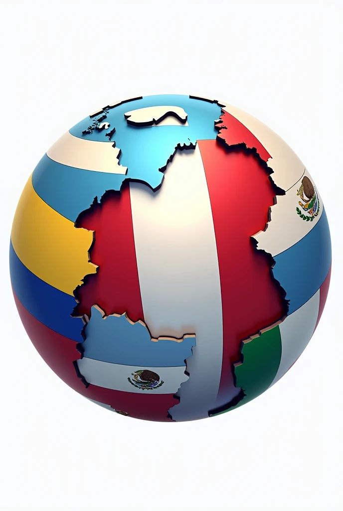 A LOGO OF A WORLD WHERE THE FLAGS OF COLOMBIA ARE AT THE EXTREMES, argentina, Italy, MEXICO AND AT THE CENTER OF THE WORLD IS THE FLAG OF PERU
