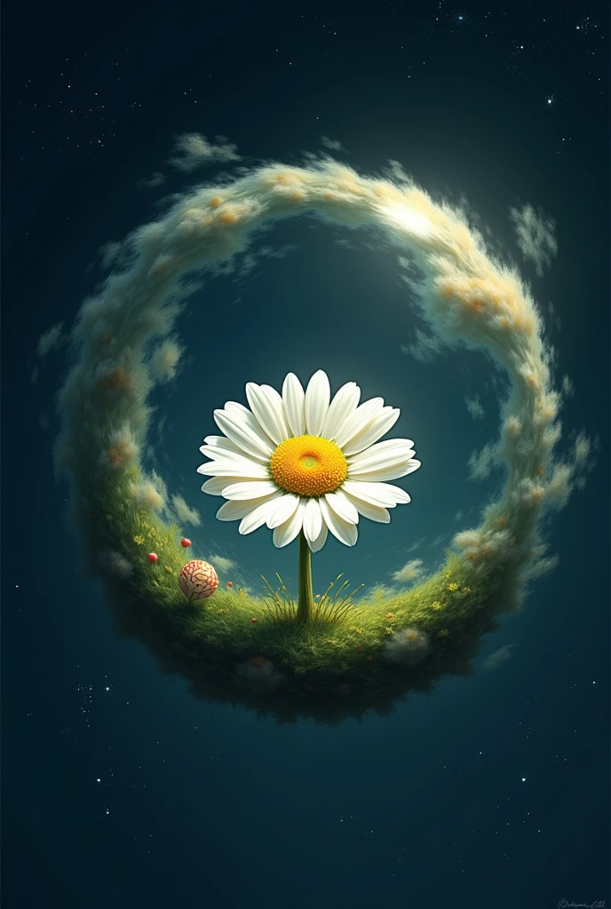 I need to draw a daisy inside a small planet in space