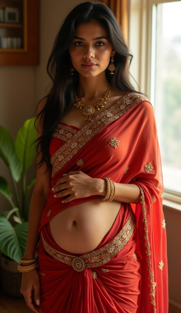 sexy indian mommy, saree, navel, big
