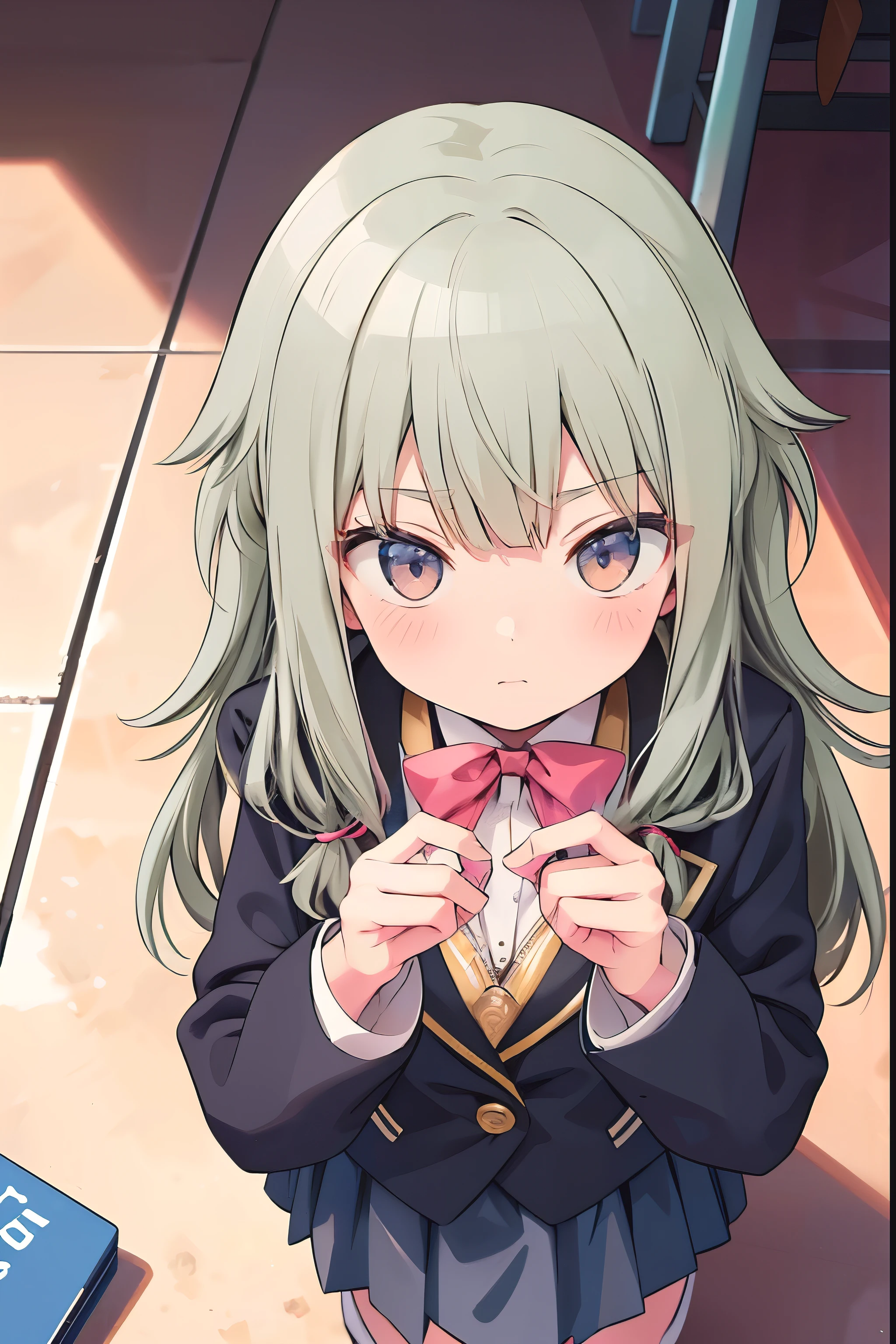 masutepiece, Best Quality,Illustration, Wallpaper, Ultra Detail、(((molesting)))、Detailed eyes、(Teary-eyed)、(((Sexy colorful underwear)))、(blazers、Kilted skirt)、ample breasts、((Girl taking off her skirt))