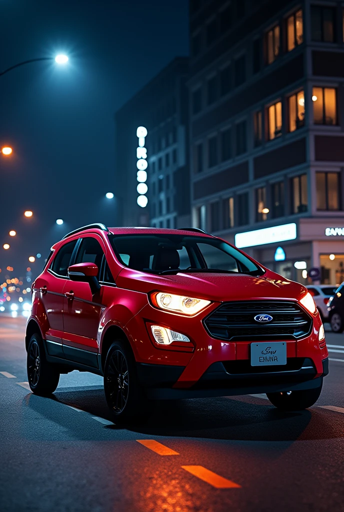 New Ford ecosport with red drls in night