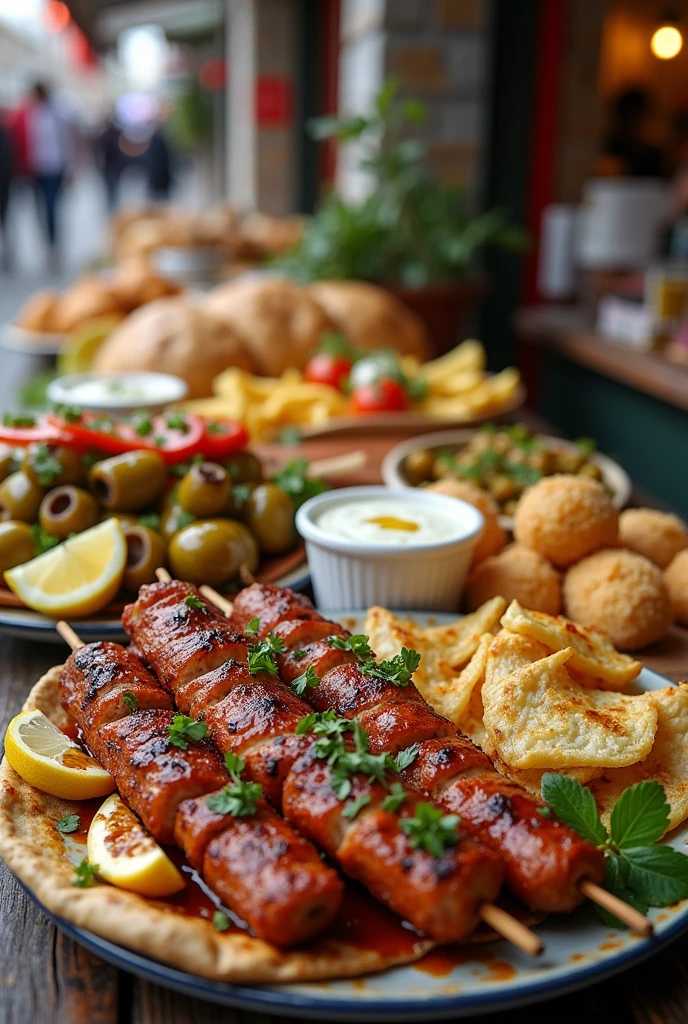 Generates street version of Greek food dishes