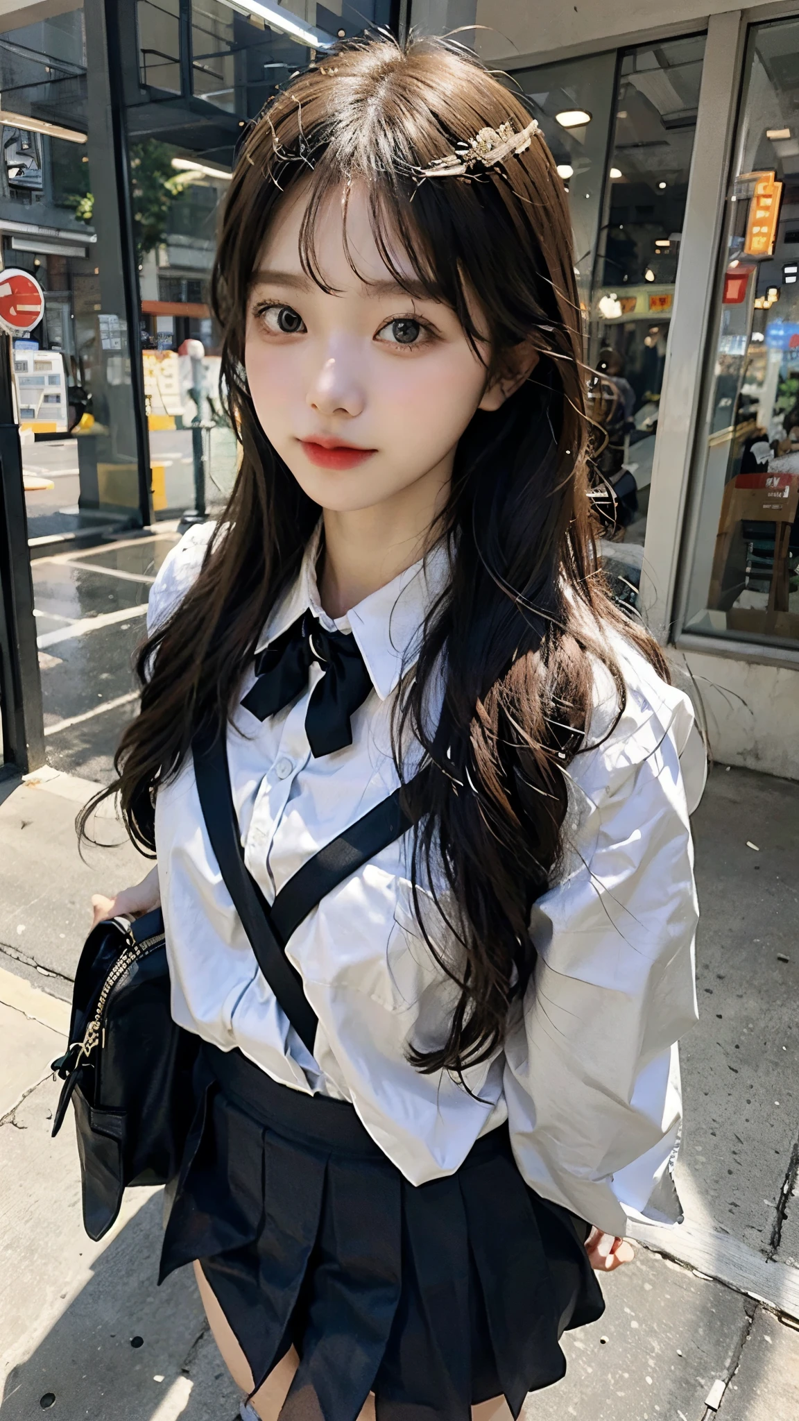 Mask Girl、Beauty、Cover your mouth、high school girl、uniform、skirt