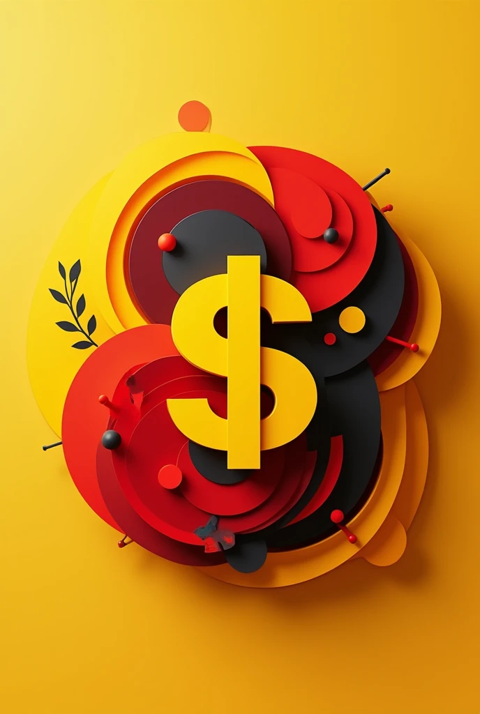 Create images of signs with world dollar with yellow colors, red and black