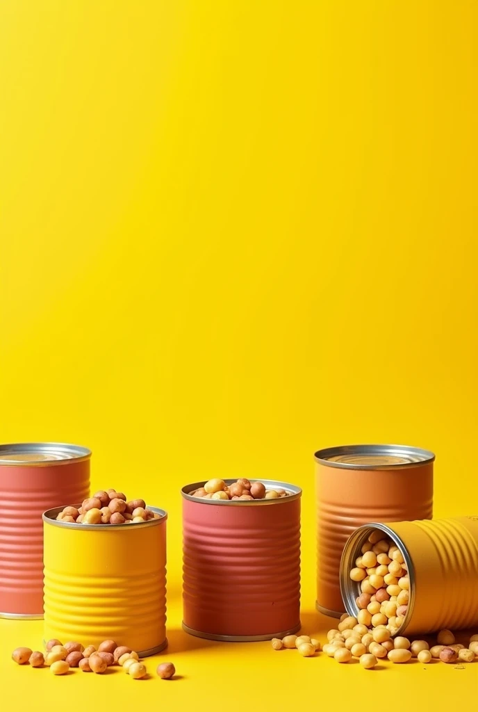 canned legumes with yellow background