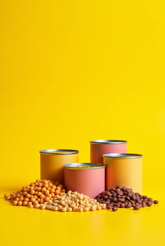 canned legumes with yellow background