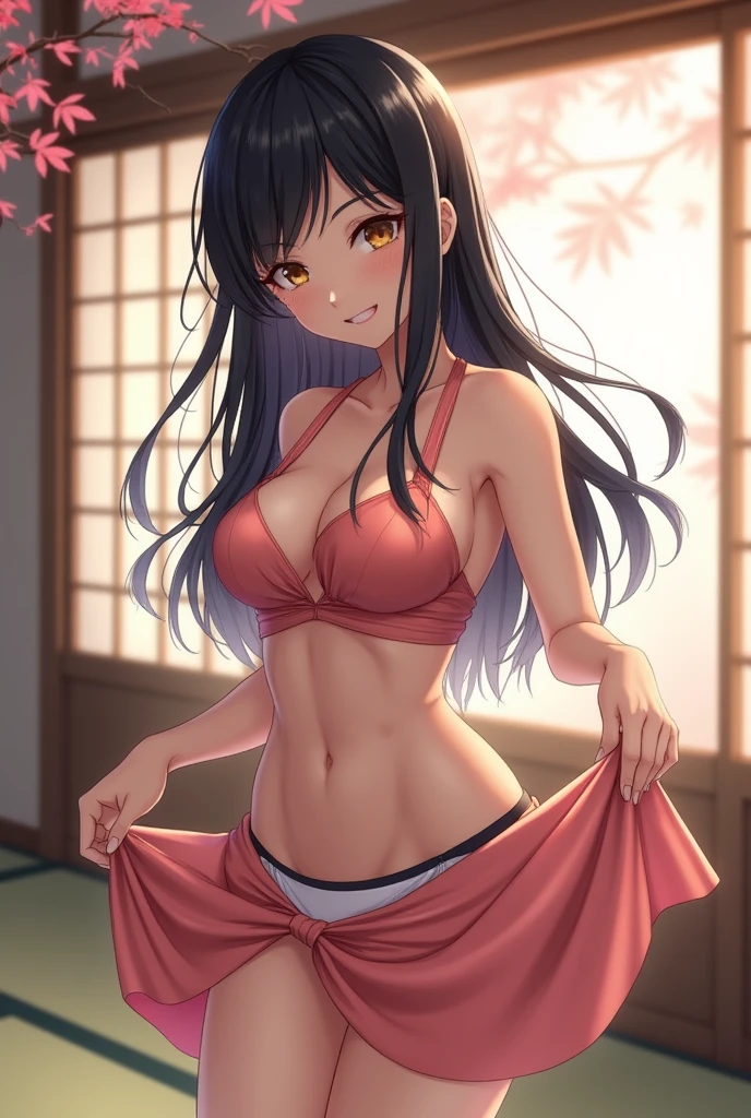Japanese girl showing her panties