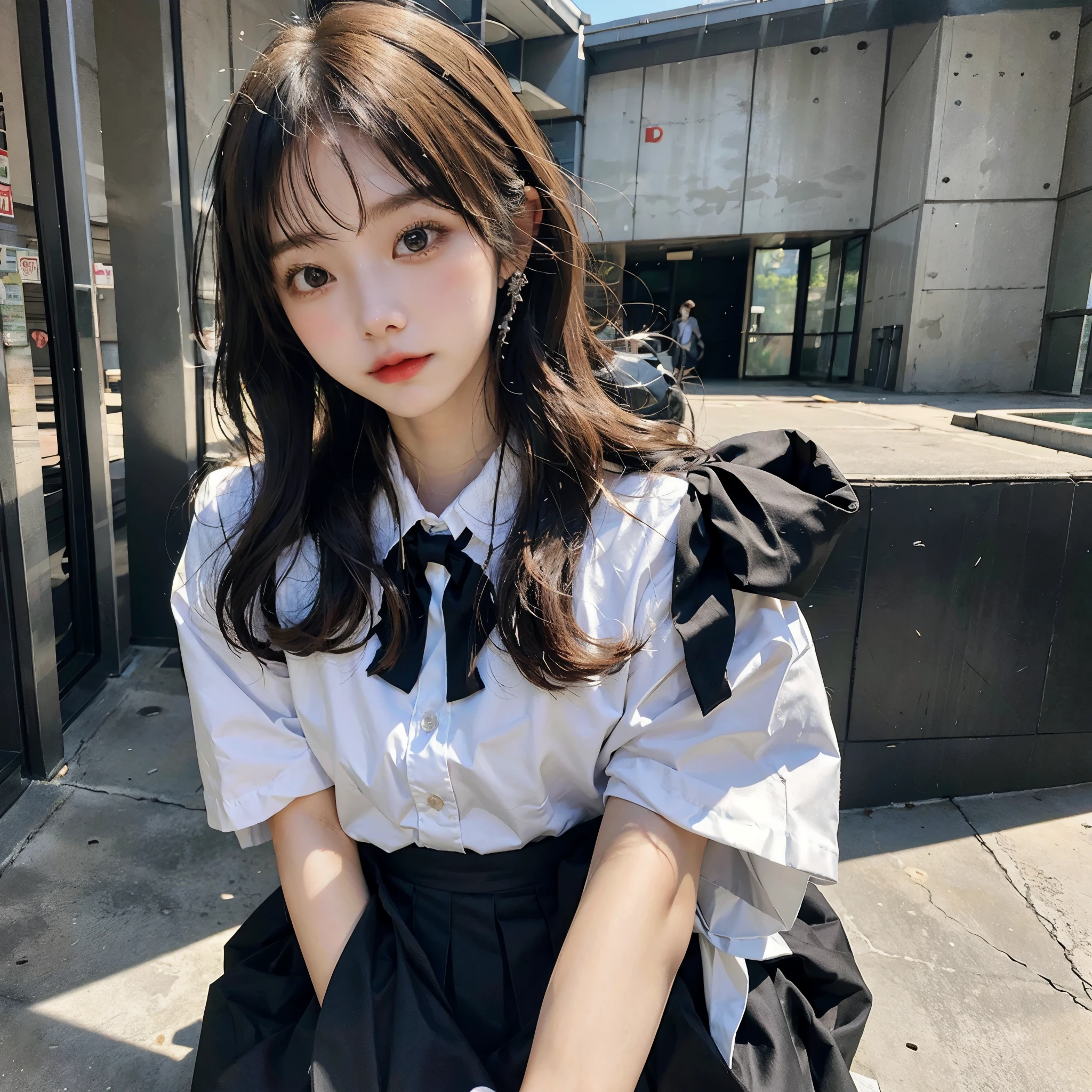 Mask Girl、Beauty、Cover your mouth、high school girl、uniform、skirt