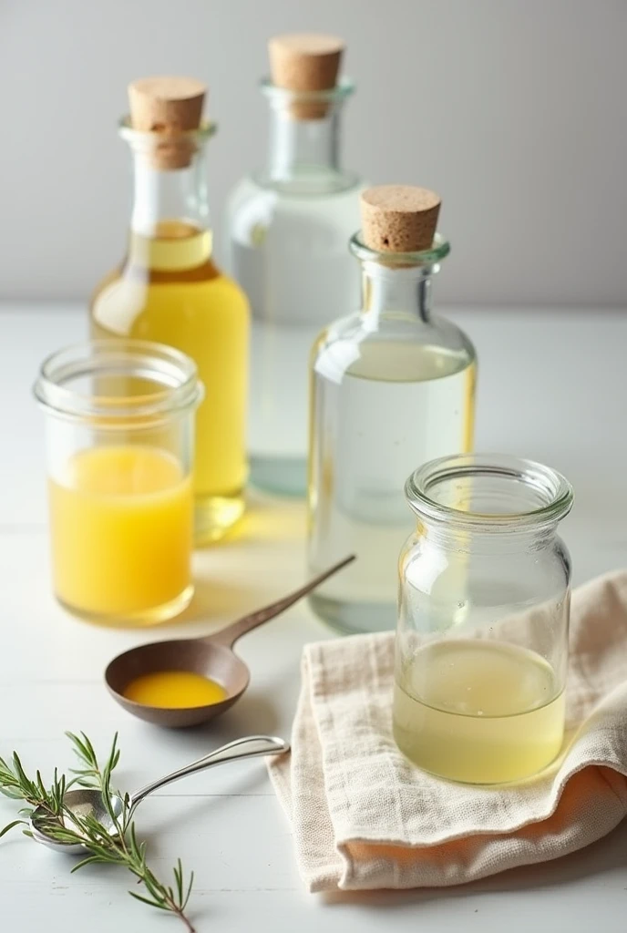 nooo prepare these materials • Vegetable oil • Water • Liquid soap (or egg yolk as a natural alternative) • Two glass jars with lids • Measuring spoons
