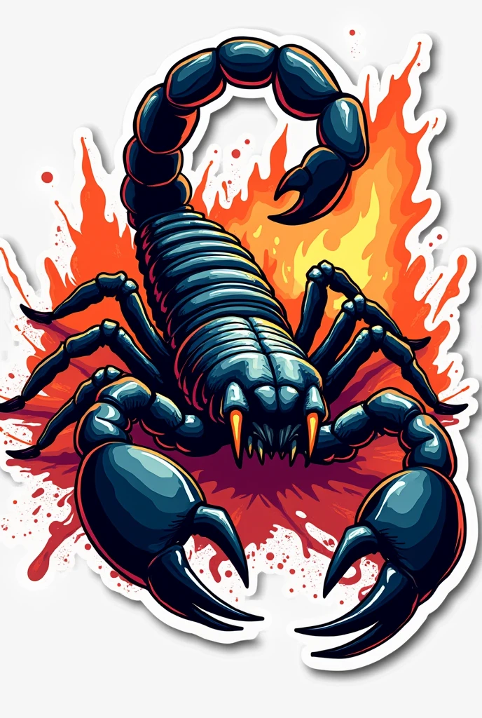 Create a sticker design featuring a scorpion with the name JOHANNI  integrated into the design. The scorpion should be detailed and fierce, with the name creatively placed alongside or wrapped around it, using bold, striking typography.