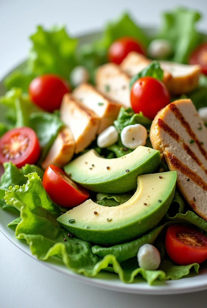 Mixed lettuce, grilled chicken, avocado, tomates cherry, ranch dressing.
salad