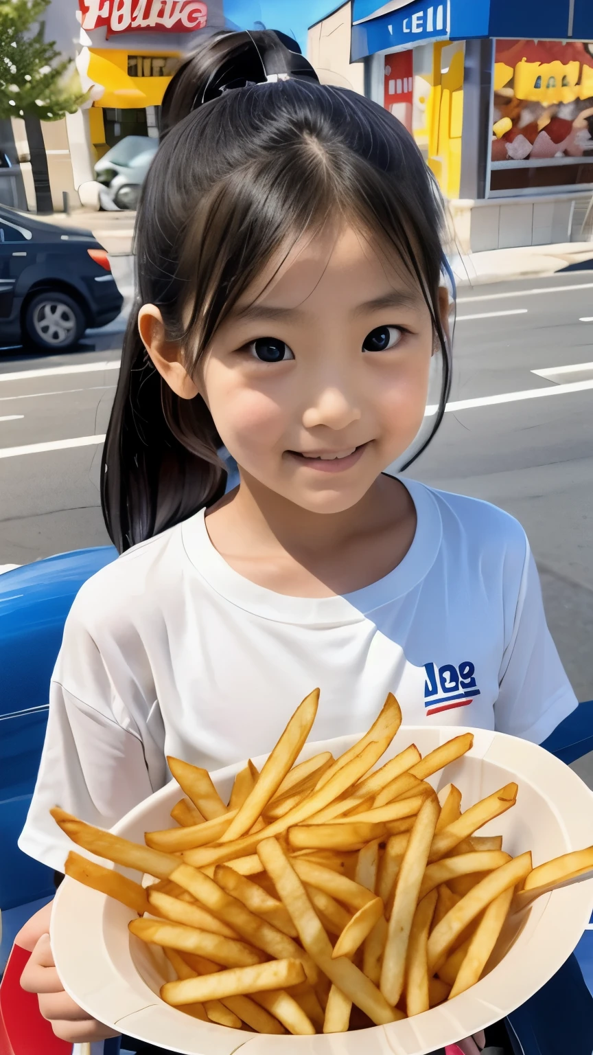 、Eating a lot of french fries