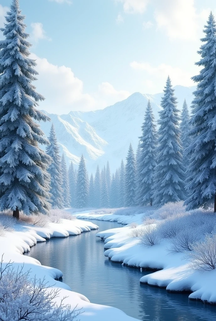 Generates a snowy forest