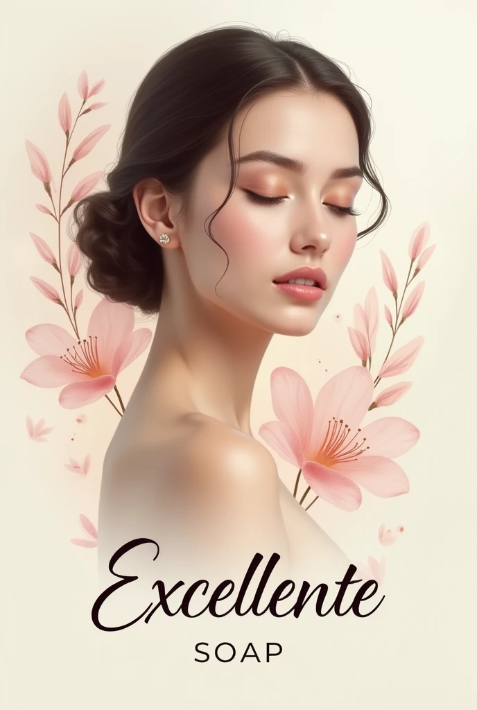 creation d'un logo sur le nom
de excellente savon de beauté avec l'image d'une femme