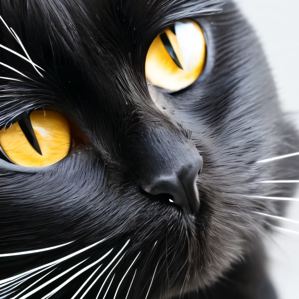 Close up of a black cat&#39;s face