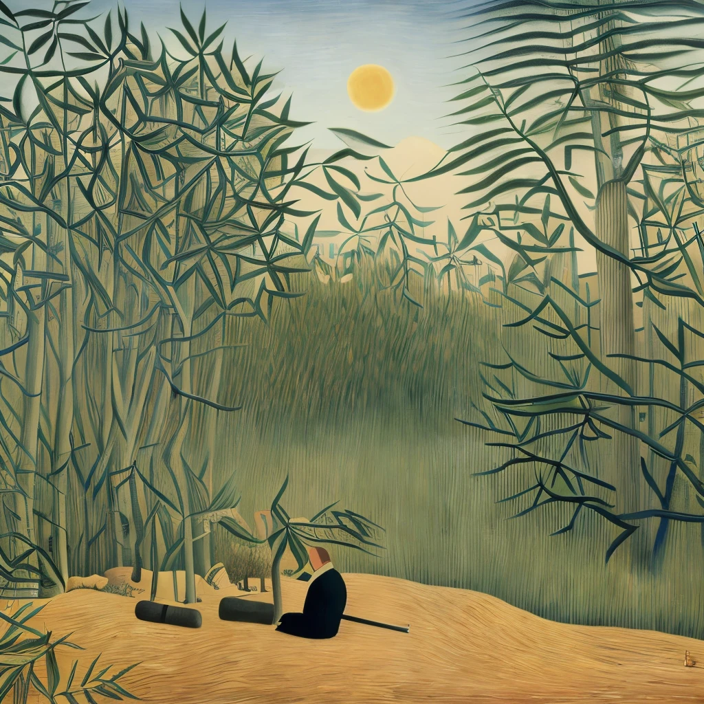 Henri Rousseau&#39;s style、(Jungle Cat:1.4),Can be viewed, masterpiece, 8k, High resolution, Shallow depth of field, Sharp focus