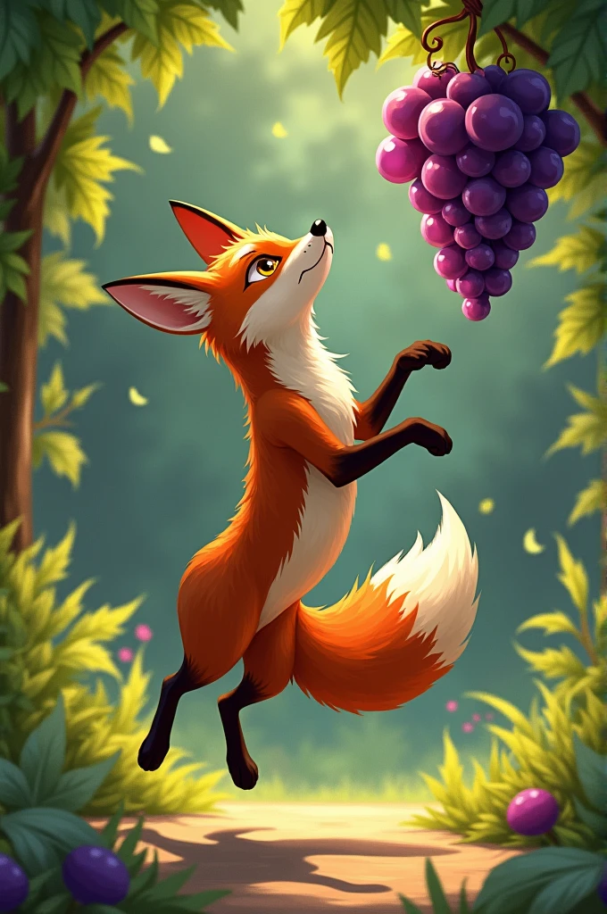 Taking a few steps back, the fox jumped and just missed the hanging grapes. Again the fox took a few paces back and tried to reach them but still failed.
Finally, giving up, the fox turned up his nose and said, "They're probably sour anyway," and proceeded to walk away.
MORAL: It's easy to despise what you cannot have.
Miss 