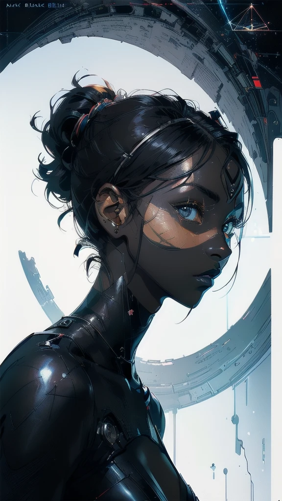 (((masterpiece, highest quality))),(((solo:1.2))),(((1girl:1.2))),32k wallpaper, very detailed, poster, vintage science fiction,(((((geometric cinematic movie poster))))), ((((bauhaus)))),(((abstract))),((((mid century modern)))),(((((portfolio))))),(((((Close-up))))),(((((bust up))))),((((more various angle)))),(((highlight))),((((heterochromia)))),(((complete. detailed face))),(((Extremely talented))),(((most complecated machine))),(((Overall colorfully))),((((((Absolutely simple background)))))),(((((great black skin alone strong woman))))),