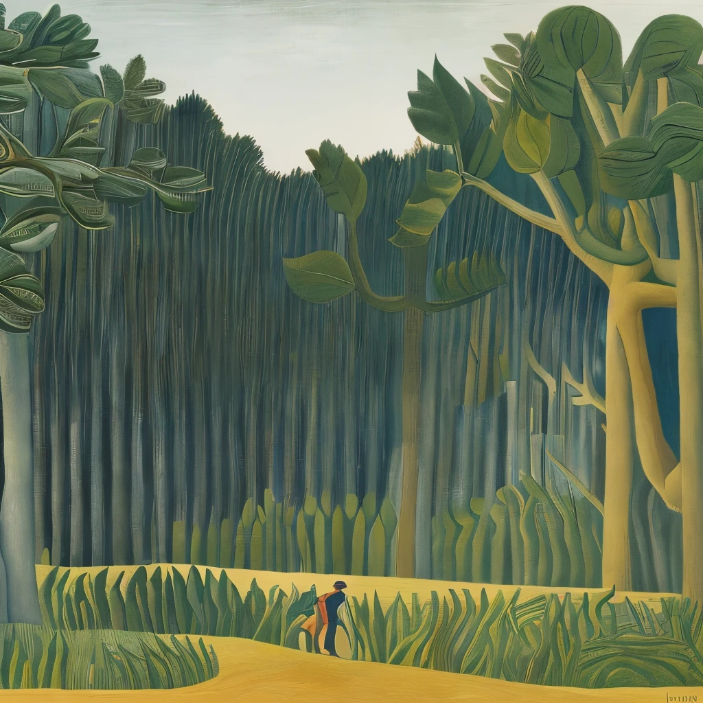 Henri Rousseau&#39;s style、(Jungle Cat:1.4),Can be viewed, masterpiece, 8k, High resolution, Shallow depth of field, Sharp focus