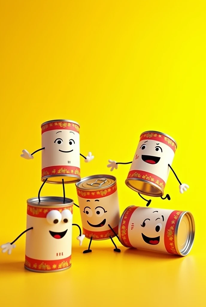 canned legumes with yellow background in an animated way