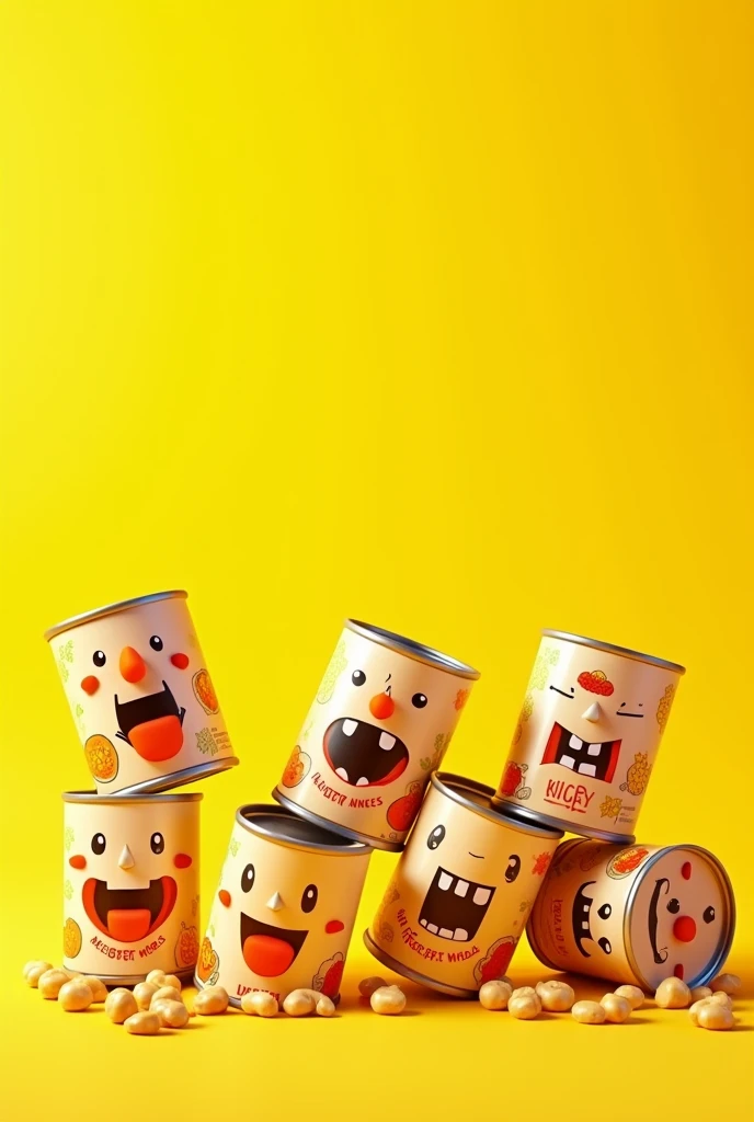 canned legumes with yellow background in an animated way