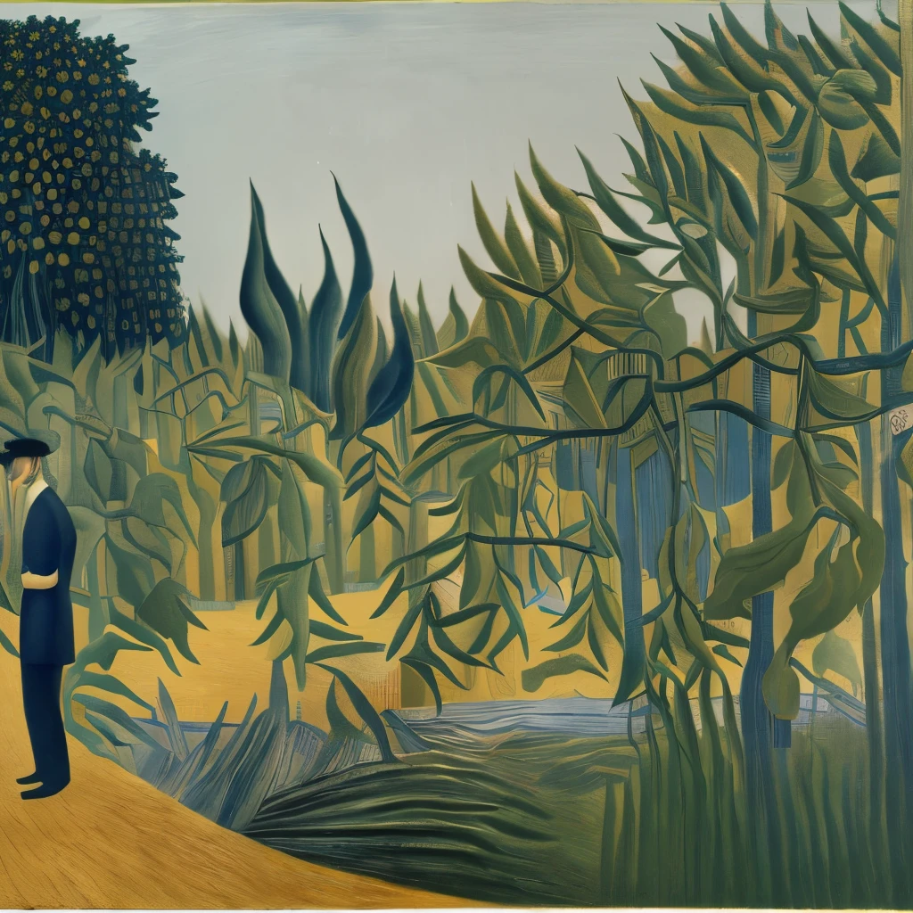 Henri Rousseau&#39;s style、(Jungle Cat:1.4),Can be viewed, masterpiece, 8k, High resolution, Shallow depth of field, Sharp focus