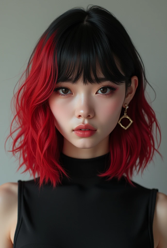 Red and black hair　Earrings　older sister