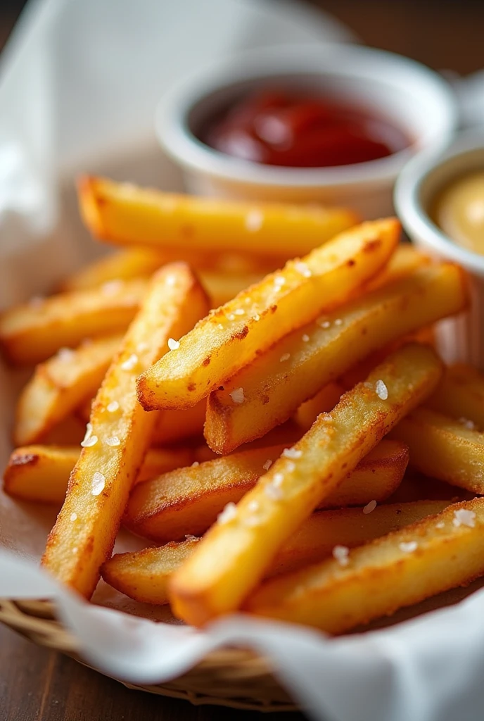 Sea Salt Fries, served with ketchup or garlic sauce.