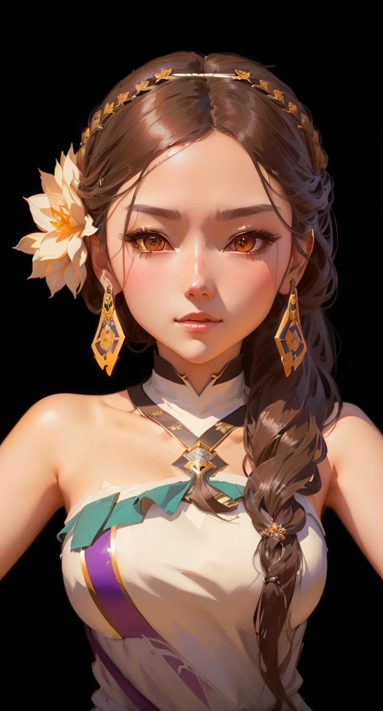 Close-up of a long-haired woman in a dress, guweiz style artwork, Inspired by WLOP, Stylized anime, Produced in collaboration with Anime Painter Studio, Rendering a cute 3D anime girl, Lovely and detailed digital art, Detailed digital anime art, In wlop style, Close-up portrait, 8k high quality detailed art