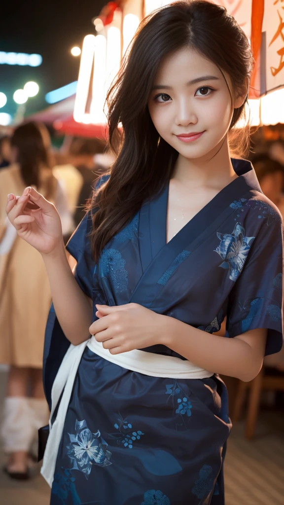 (masterpiece、high resolution、high quality)、Japanese beautiful girl:1.3,18-year-old high school student、Beautiful body、Japanese Yukata、Soaring、night、Laughter、Clear Eyes、Beautiful Skin、Yukata beauty、Hydrangea pattern yukata、Her breasts are exposed from her yukata、Naked under a yukata、Not wearing underwear、Very beautiful mid-chest、Beautiful cherry-colored areola、Erect nipples、Narrow waist、Small butt、Shaved、Cool Summer、nightの夏祭り、Fireworks display、Professional Photography、She is lifting her yukata with her hands to expose her private parts.、No underwear、I can see your pussy