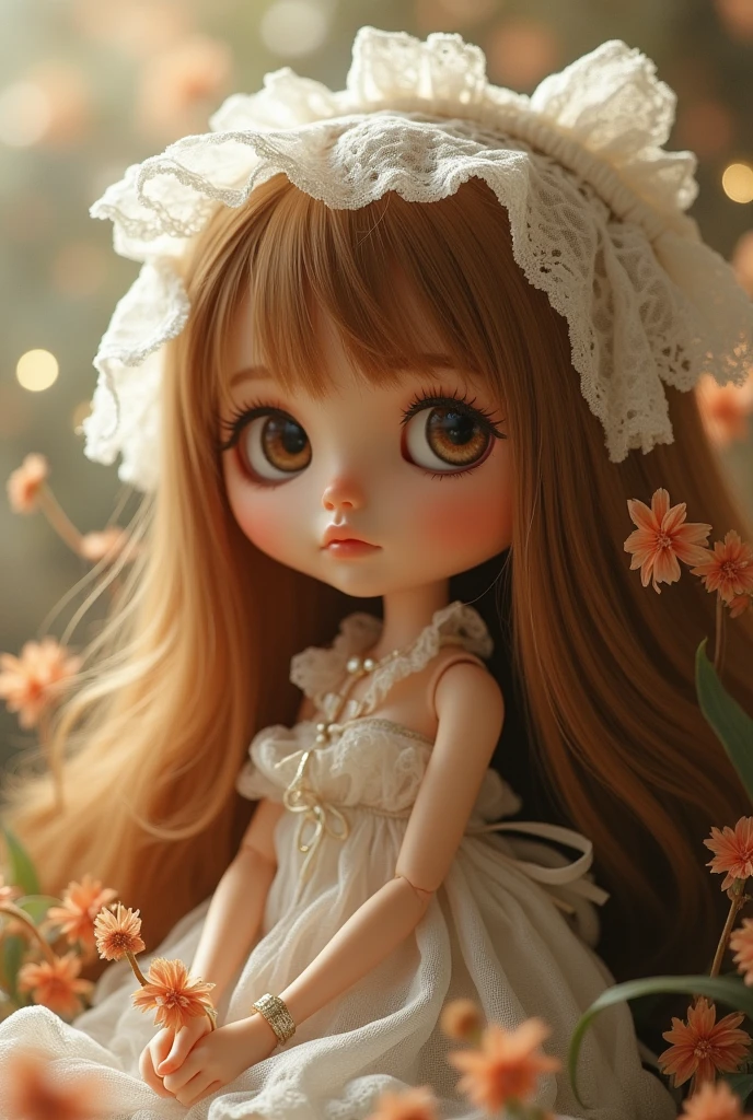 To a blythe doll with c4a682 complexion, long straight hair and brown eyes 
