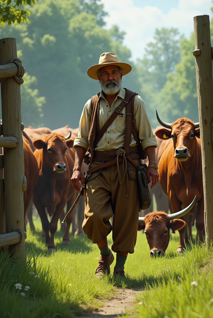Like a muleteer (farmer), will leave the cattle in a green area but, The place where these cattle are to be left is closed by a fence..
