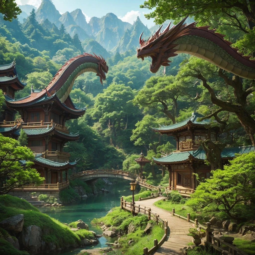 Dragon City in the Forest、It was in a secluded spot and very beautiful.。The dragon lived a free and peaceful life.。