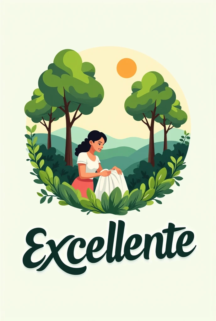 creation d'un logo sur le nom
de excellente détergent liquide avec l'image d'une personne qui fait de la lessive et qui entoure d'arbre