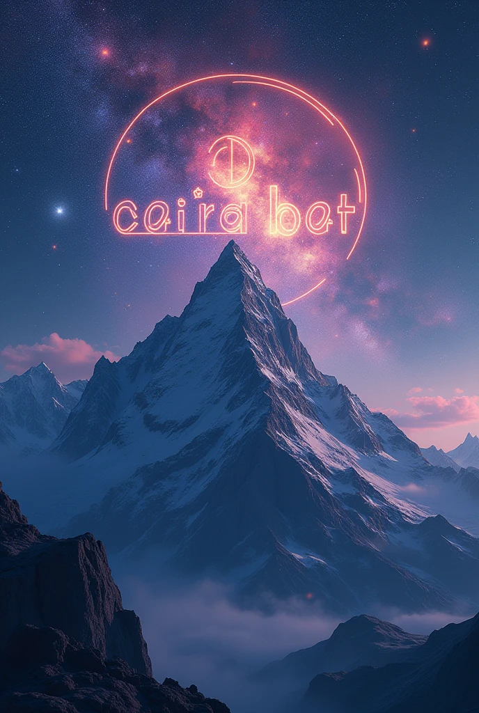 "Design a 3D realistic logo with the text 'Ceriabet' placed atop a majestic mountain under a stunning galaxy-filled sky. The galaxy should feature vibrant colors, twinkling stars, and nebulae, creating an awe-inspiring celestial backdrop. The mountain should be detailed and rugged, with the text 'Ceriabet' standing prominently and illuminated by the cosmic glow from the galaxy above. The overall scene should be visually striking, blending the beauty of the natural landscape with the vastness of the galaxy in a cool and captivating way."