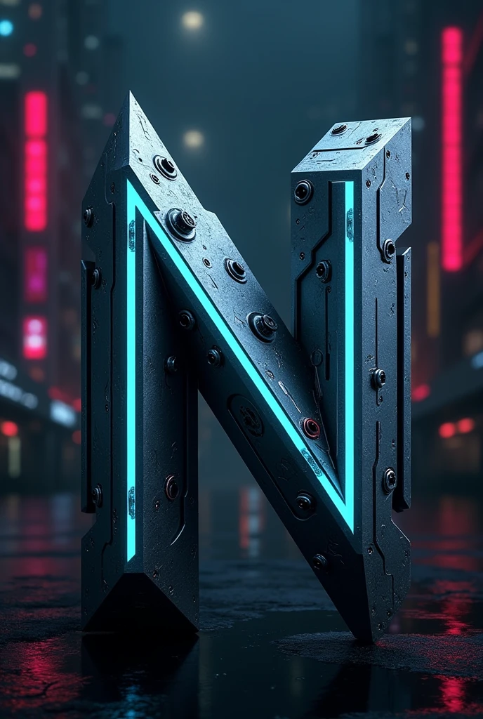 Aesthetic cyberpunk logo with letter N