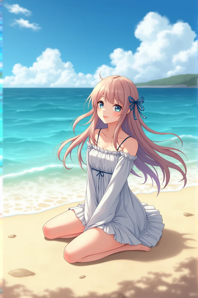 anime girl on the beach
