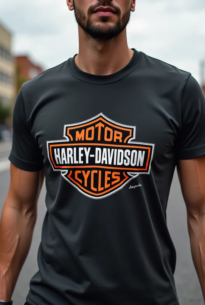 Harley Davidson horizontal logo on t-shirt