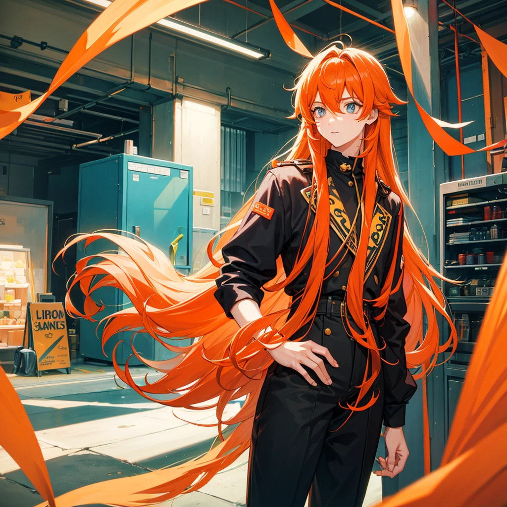 Long orange haired boy in retro clothes