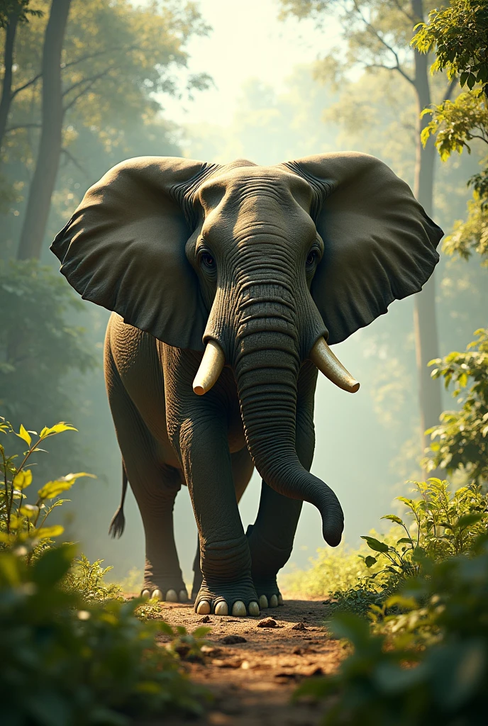 The elephant is swinging.