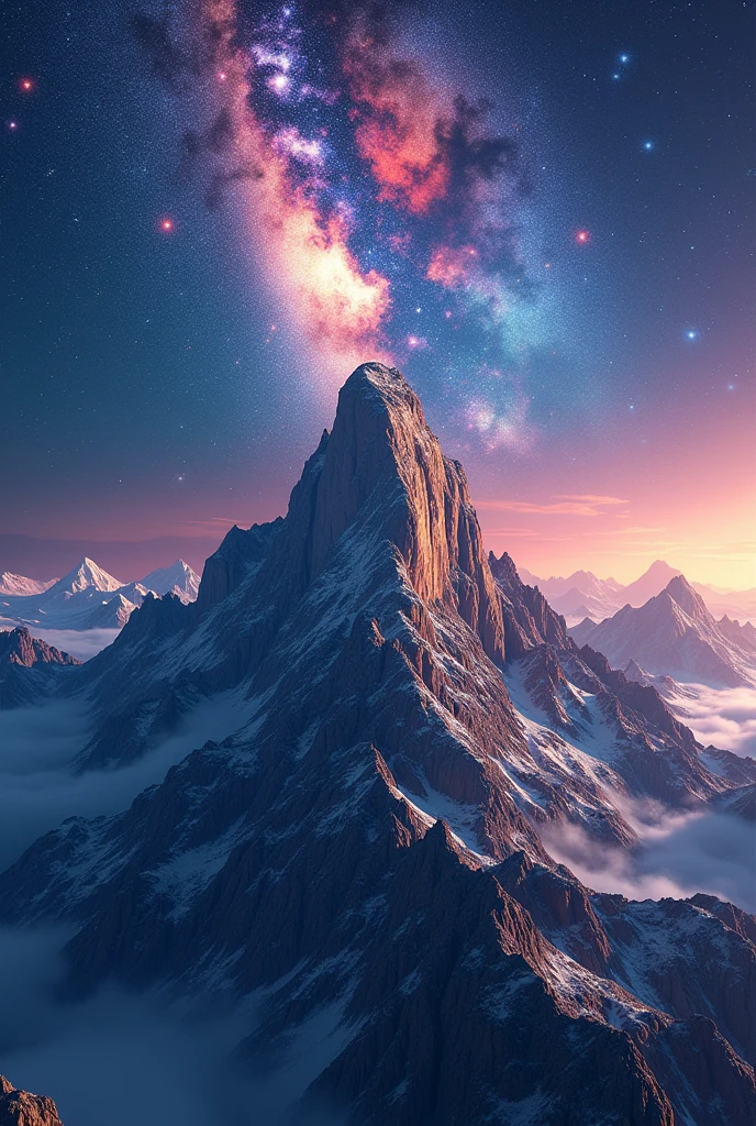"Design a 3D realistic logo with the text 'Ceriabet' placed atop a majestic mountain under a stunning galaxy-filled sky. The galaxy should feature vibrant colors, twinkling stars, and nebulae, creating an awe-inspiring celestial backdrop. The mountain should be detailed and rugged, with the text 'Ceriabet' standing prominently and illuminated by the cosmic glow from the galaxy above. The overall scene should be visually striking, blending the beauty of the natural landscape with the vastness of the galaxy in a cool and captivating way."