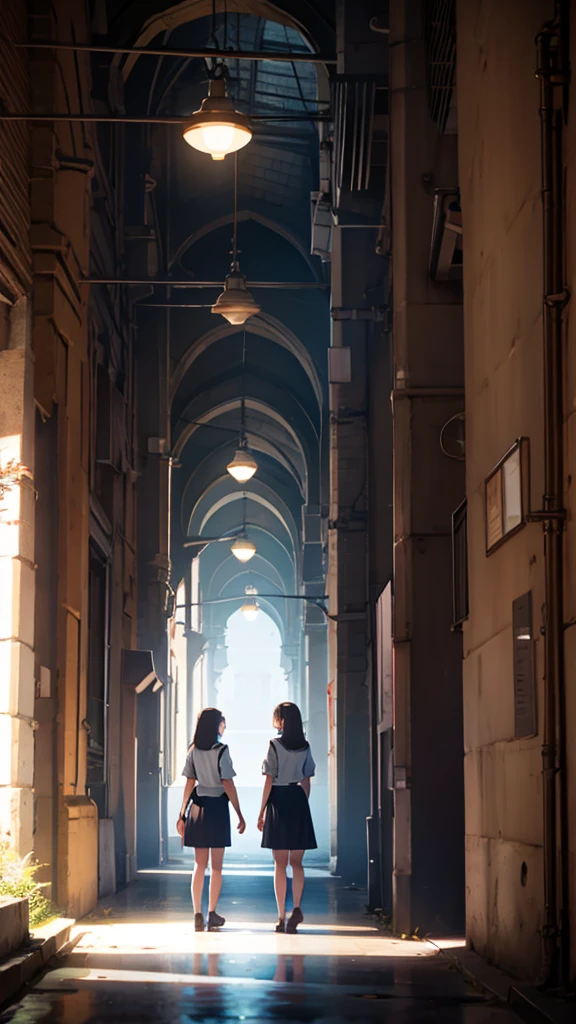 full body of girls, standing while talking to each other