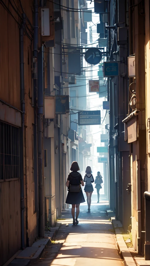 full body of girls, standing while talking to each other
