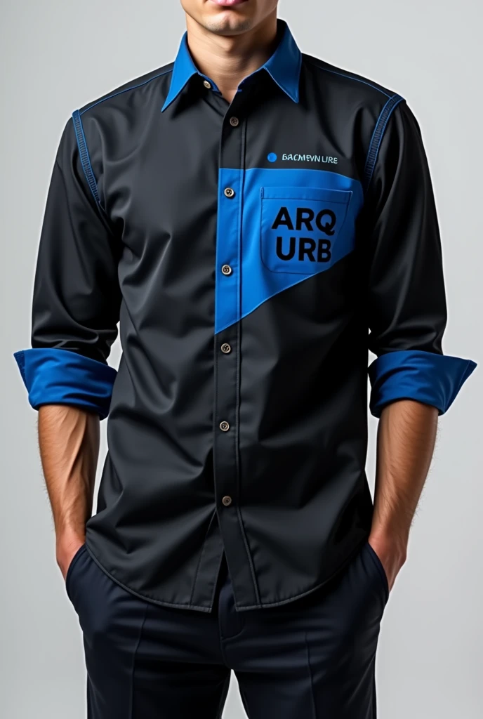 Customize a black and blue shirt for the architecture and urban planning course, with the name arq and urb